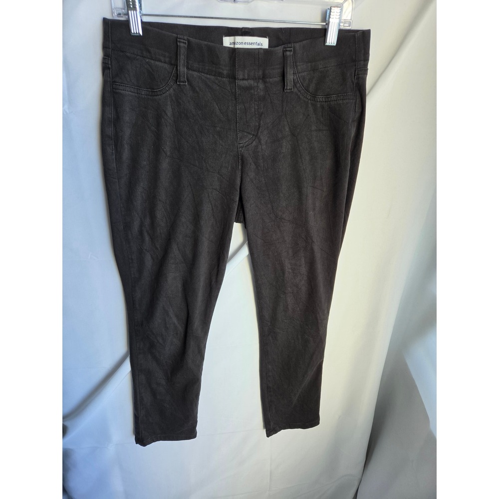 Amazon Essentials Pull-On Pants Womens M Gray Solid Stretch Mid Rise Crop